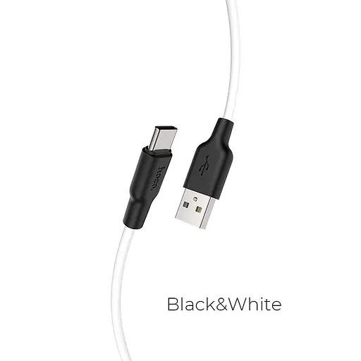 Кабель HOCO X21 Plus USB to Type-C 3A, 1m, silicone, silicone connectors, Black+White - фото 1