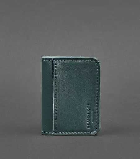 Кожаная обложка для ID-паспорта и водительского заседания 4.1 зеленая с гербом - фото 1