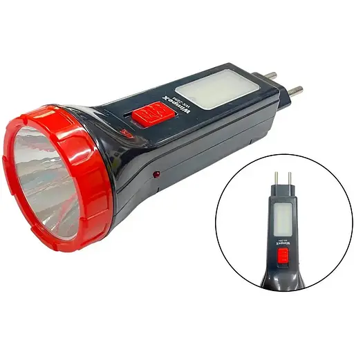 Ручной аккумуляторный фонарь Wimpex WX-2894 с защитой IPX4 1+12LED Зарядка от сети Черный/Красный - фото 1