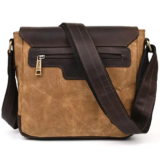 Сумка-меседжер через плече чоловіча, водостійкий канвас та шкіра. TARWA 25х25х11 см sum0028368 - фото 6