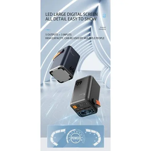 Повербанк O2 Project мощный 60000 mAh 65W для ноутбука 6 портов 20V - фото 9