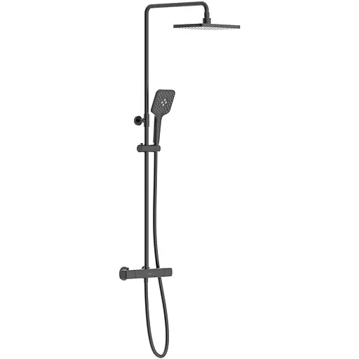 Душова система з термостатом Imprese Bilovec верхній душ 260x188 мм black matt t048S00910SQ, Чорний матовий - фото 1