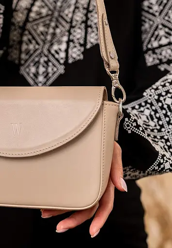 Жіноча шкіряна сумка Molly світло-бежевий краст - фото 7