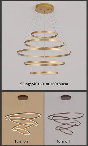 Светодиодная люстра Олимпия PJ812С-4 40+60+80+100см (4 кольца) Коричневая - фото 7