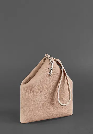 Шкіряна жіноча сумка-косметичка Піраміда світло-бежева - фото 5