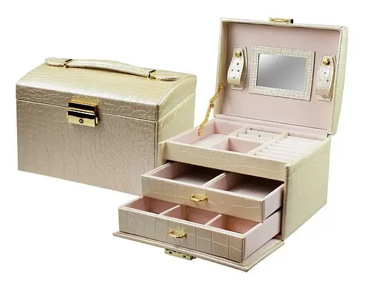 Скринька для прикрас Органайзер для ювелірних виробів Сундук для біжутерії Бежевий - фото 1