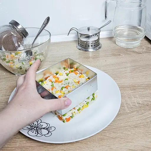 Набір квадратних металевих форм викладки салатів, десертів та гарніру та висічки тіста, Master Class Металлик 83804 - фото 4