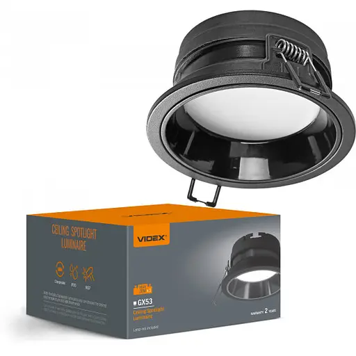 Світильник Videx під лампу GX53 врізний Чорний (VL-SPF28R-B) - фото 1