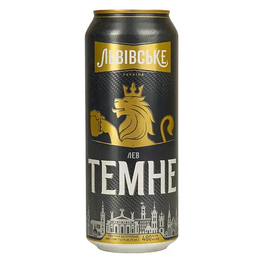 Пиво Львівське Лев темне 4.7% 0.48 л з/б - фото 1
