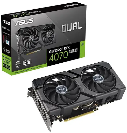 Видеокарта ASUS RTX 4070 SUPER 12GB EVO (DUAL-RTX4070S-12G-EVO) (GDDR6X, 192 bit, PCI-E v4.0) Б/у - фото 1