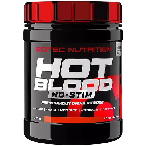 Предтренировочный комплекс Scitec Nutrition Hot Blood No-Stim, 375 грамм - Арбуз