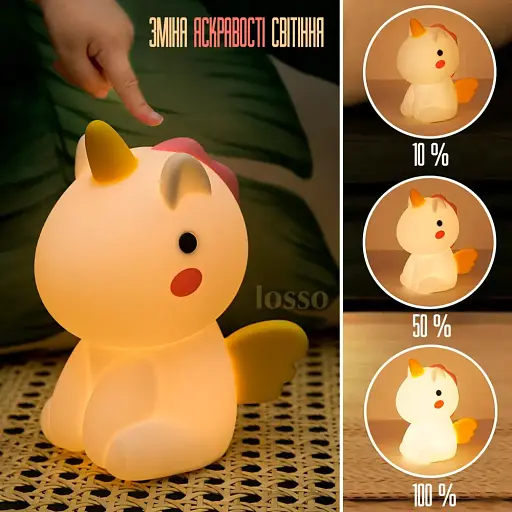 Нічник силіконовий дитячий Єдиноріжка LOSSO Unicorn JX-19 - фото 2