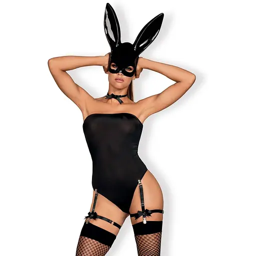 Эротический костюм кролика Obsessive Bunny costume S/M, Black