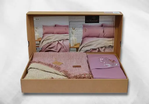 Літня постільна білизна з мусліновим покривалом-піке Selin Gul Bej La Maison pbe0051393 - фото 1