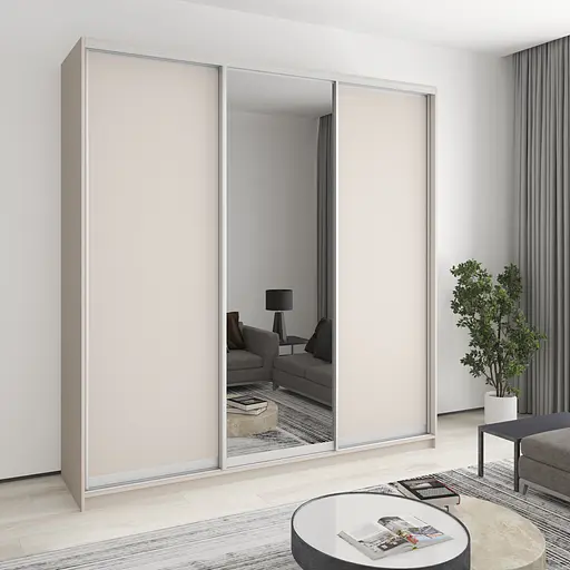 Шкаф-купе трехдверный MebelStar Стандарт AL 2ДСП/Зеркало 230x60x240 см Кашемир (MBS-1849)