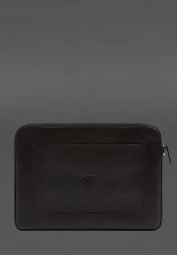 Кожаный чехол BlankNote для ноутбука на молнии с карманом и петлей на руку Черный - фото 3