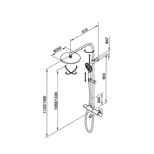 Душова система GRB Premier 50454500TL, Хром - фото 2