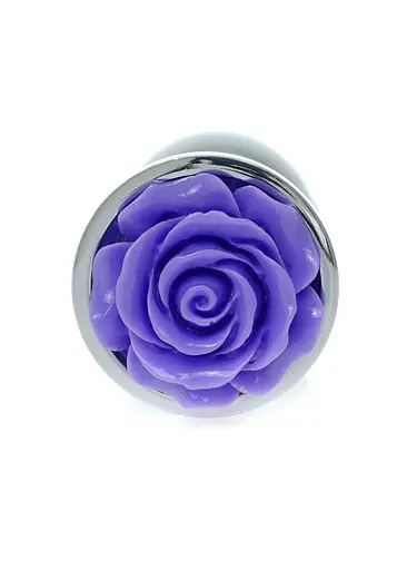 Металева анальна пробка Boss Jewellery Silver Plug Rose 9 см (фіолетовий) - фото 3