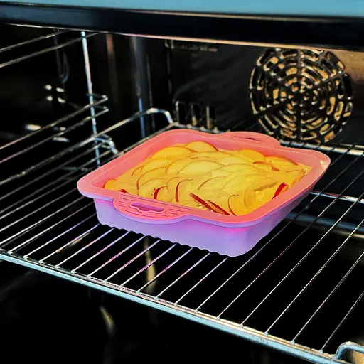 Форма квадратна силіконова для випікання кексів, тортів, пирогів та тістечок 18х18 см, A-plus Рожевий 85740 - фото 3