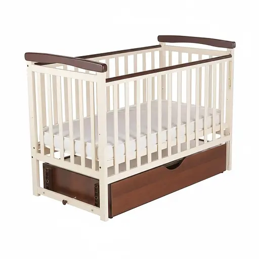 Кроватка Бук Мечта DS-302 с ящиком и маятниковым механизмом ванильно-ореховый