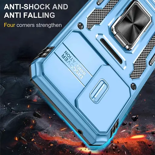 Ударостійкий чохол Camshield Army Ring для Samsung Galaxy A54 5G Блакитний / Light Blue - фото 7