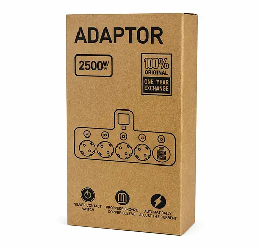 Мережевий фільтр-адаптер Voltronic UL8625 7-in-1, 4x220V-2500W, 2xUSB, 1xType-C PD - фото 4