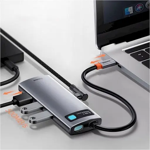 USB-хаб Baseus Metal Gleam Series 5-in-1 Multifunctional Type-C Hub Space Gray (CAHUB-CX0G) [72630] - фото 8