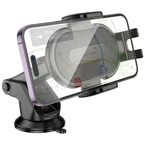 Автотримач для телефона BOROFONE BH134 Rio push-type car holder (center console) Black - фото 4