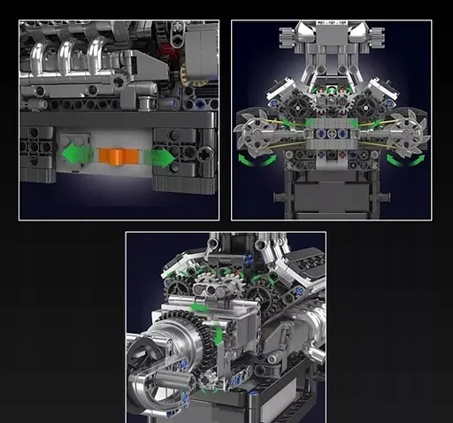 Конструктор двигатель Mould King McLaren V8 Technic моторизованный восьмицилиндровый мотор для детей и взрослых 737 деталей - фото 6