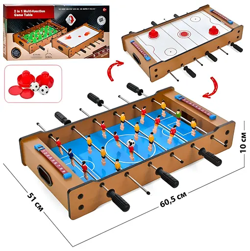 Настольный футбол и аэрохоккей Детская игра 2в1 Мини набор хоккей и футбол дерево/пластик для мальчика - фото 5