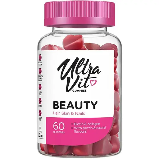 Натуральна добавка VPLab UltraVit Gummies Beauty Hair Skin Nails 60 жувальних цукерок - фото 1