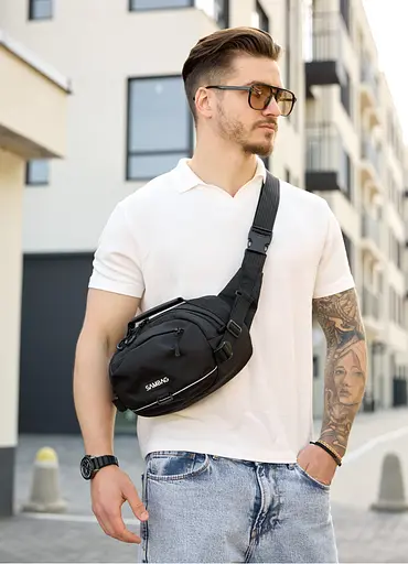 Сумка через плечо бананка Sambag Flex Pro черная 30×17×15 см (85451065m) - фото 1