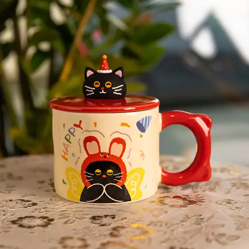 Чашка фарфоровая Kitten's Birthday 400 мл красный FM-24D - фото 2