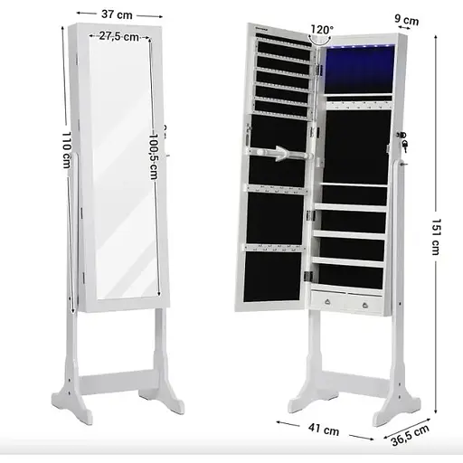 Підлогове дзеркало-шафа Leobert Insignia з підсвіткою білий - фото 7