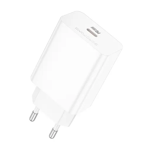 Мережевий зарядний пристрій Borofone BA21A Pro Long journey single port PD20W charger білий - фото 1