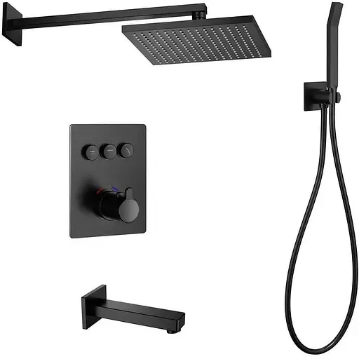 Душевая система скрытого монтажа Imprese Smart Click ZMK101901231, термостат с 3 функциями, Черный матовый - фото 1