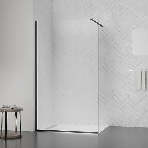 Душевая перегородка Qtap Walk-In Standard BLM201.C8 100x200 см, стекло Clear 8 мм, покрытие CalcLess, прозрачный, черный - фото 6