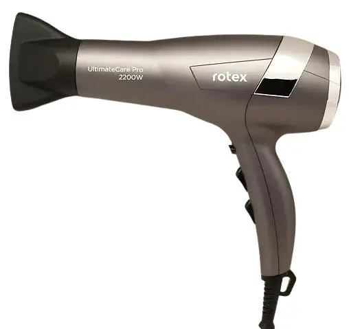 Профессиональный мощный фен Rotex RFF220-R UltimateCare Pro с диффузором и концентратором, 2000 Вт, серый - фото 4