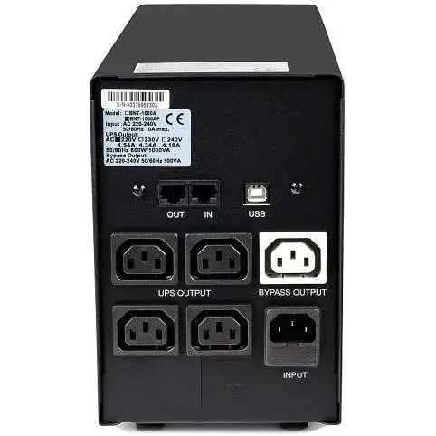Джерело безперебійного живлення PowerCom BNT-1200AP Black, 1200 ВА, 720 Вт, USB, лінійно-інтерактивний, AVR, 5 розеток (IEC), RJ45 - фото 2