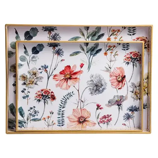 Набір підносів Yiwu HP-HK-19 Flowers декоративні пластикові 2 шт. - фото 2