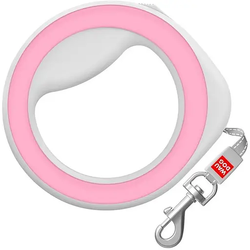 Повідець-рулетка для собак Waudog R-leash, кругла, XS-M, до 40 кг, 2,9 м, світловідбиваюча стрічка рожевий