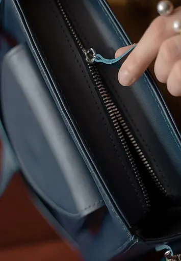 Жіноча шкіряна сумка Stella темно-синя - фото 5