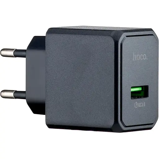 Мережевий зарядний пристрій Hoco CS12A Ocean single port QC3.0 charger (EU) Чорний - фото 1