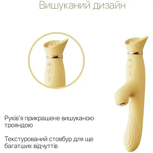 Вібратор з підігрівом та вакуумною стимуляцією клітора Zalo - ROSE Vibrator Lemon Yellow - фото 3
