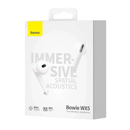 Бездротові навушники Baseus WX5 CN Bowie True Wireless Earphones, BT5.3, 40mAh, 400mAh, ENC, 6.5h, white - фото 6