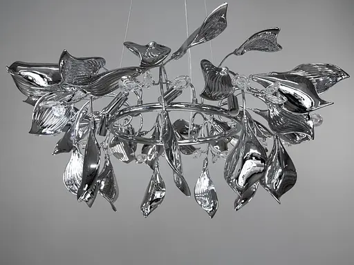 Підвісна фарфорова люстра для кухні, 8 ламп, хром - фото 3