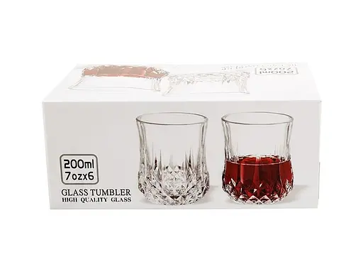 Набір склянок низьких зі скла Ristal Rista гранований візерунок 200 мл 6 шт BM8707 - фото 5