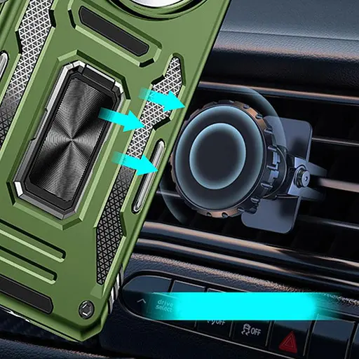 Чехол Epik ударопрочный Camshield Army Ring для Xiaomi Redmi Note 14 Pro 4G/5G/Poco X7 Оливковый/Army Green - фото 4