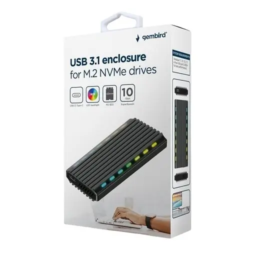 Зовнішня кишеня Gemird EE2280-U3C-03 M.2 (NVMe&NGFF), USB 3.1, чорна - фото 4