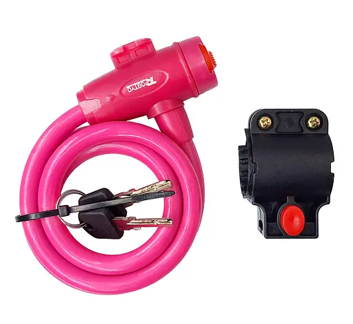 Велосипедний замок Rogtyo 12 x 1200 мм тросовий під ключ рожевий (G0001588) - фото 3